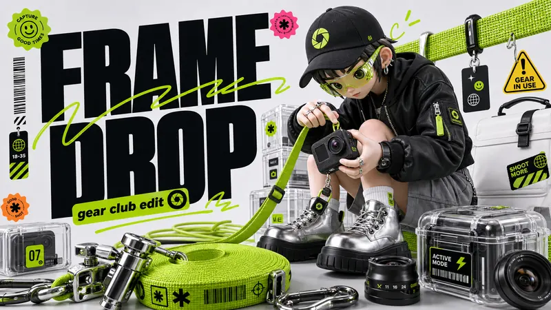 Acid Lime 3D Streetwear Type Poster Style — example: Camera Club Drop