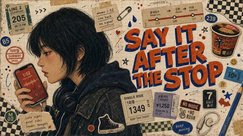 Analog Sticker Diary Portrait Poster Style — example: Subway Voice Memo