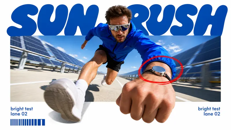 Blue Bubble Fisheye Action Poster Style — example: Solar Field Runner