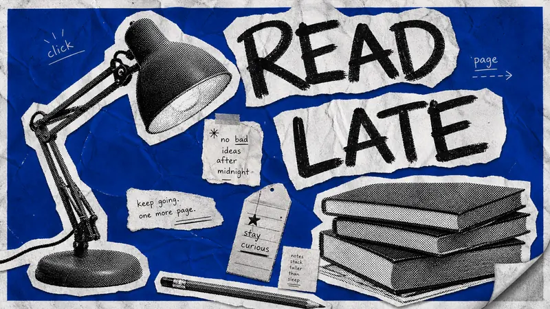 Blue Halftone Ransom Zine Poster Style — example: Desk Lamp Midnight