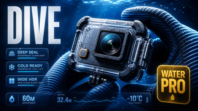 Blue HUD Macro Creator Tech Poster — example: Action 4 Dive Class Camera