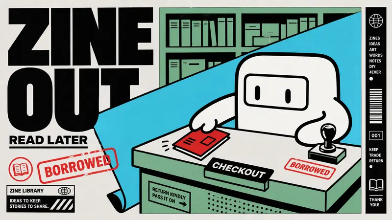 Bold Block Mascot Poster Style — example: Library Zine Launch