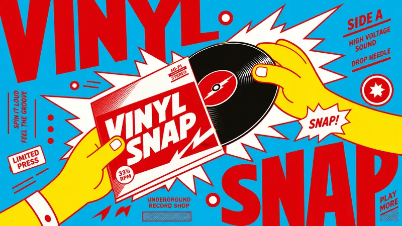 Cyan Red Shockwave Type Poster Style — example: Vinyl Record Snap