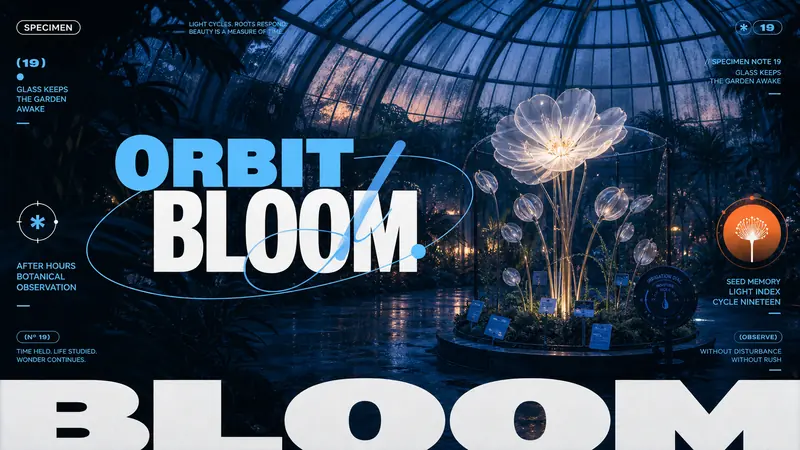 Dusk Cyan Layered Type Poster Style — example: Orbit Flower Dome