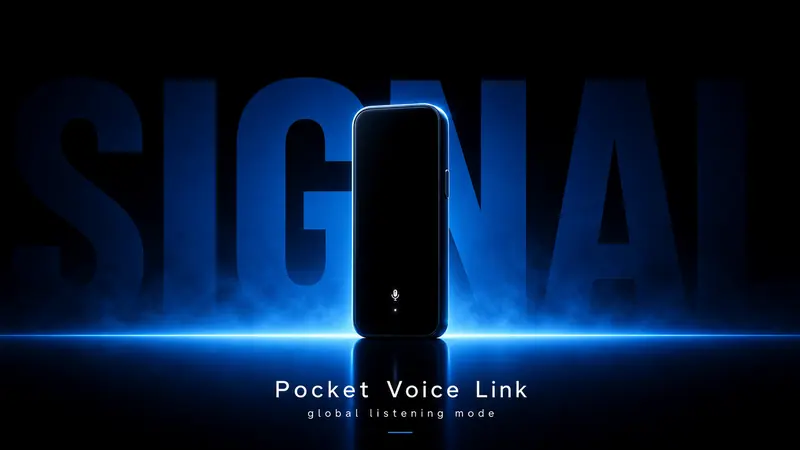 Electric Blue Silhouette Product Launch Style — example: Pocket Translator Launch