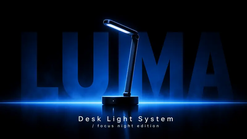 Electric Blue Silhouette Product Launch Style — example: Desk Lamp Launch