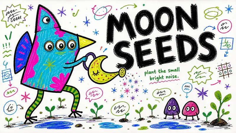 Fantasy Scribble Mascot Poster Style — example: Rocket Garden Parade