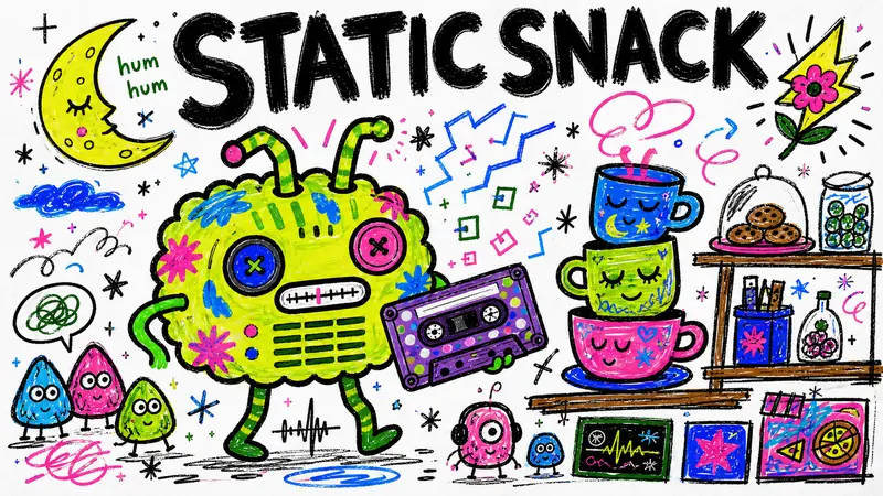 Fantasy Scribble Mascot Poster Style — example: Mooncake Radio Shop
