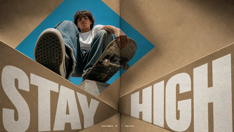 Folded Diamond Perspective Type Poster Style — example: Skate Height
