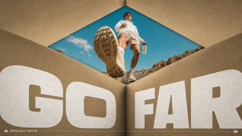 Folded Diamond Perspective Type Poster Style — example: Desert Step