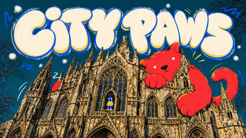Gothic Cat Doodle Photo Collage Style — example: Cathedral Cat Parade
