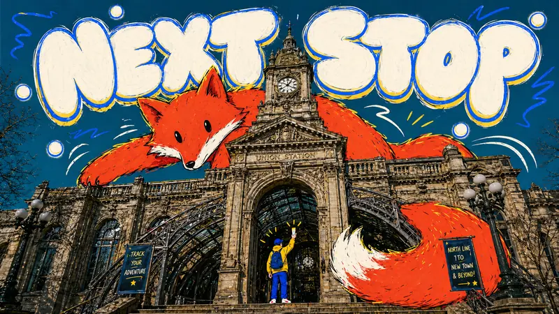 Gothic Cat Doodle Photo Collage Style — example: Station Fox Rush