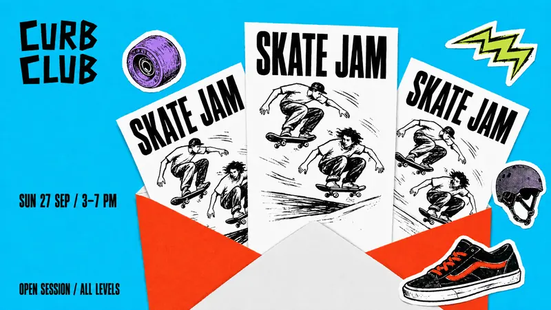 Grainy Envelope Flyer Collage — example: Skate Mail