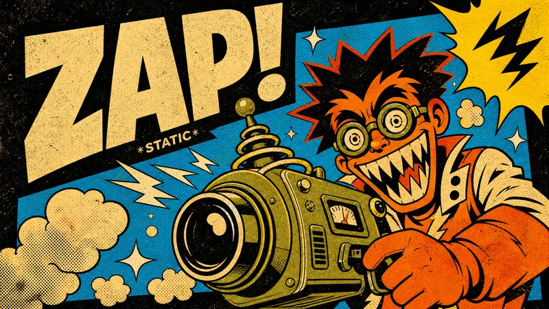 Impact Burst Halftone Comic Poster Style — example: Raygun Static