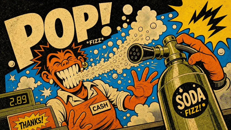 Impact Burst Halftone Comic Poster Style — example: Soda Overload