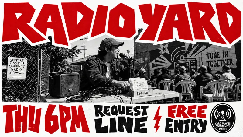 Jagged Red Street Photo Event Poster Style — example: Community Radio Yard Party