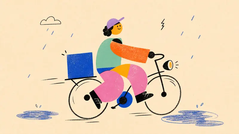 Kinetic Geometric Doodle Cutouts — example: Rainy Courier