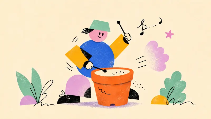 Kinetic Geometric Doodle Cutouts — example: Garden Drummer