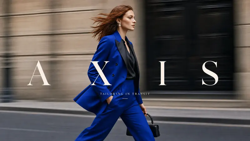 Kinetic Luxury Street Fashion Cover Style — example: Cobalt Tailored Suit Rush