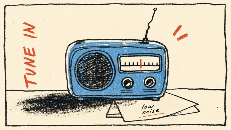 Loose Scribble Riso Print Style — example: Desk Radio