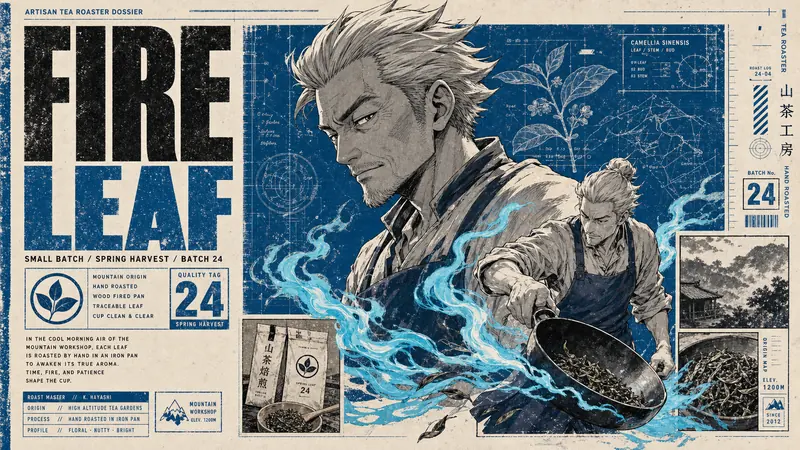 Manga Dossier Blueprint Poster — example: Tea Roaster