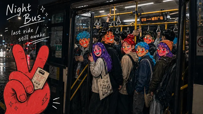 Metro Doodle Snapshot Diary — example: Night Bus Friends