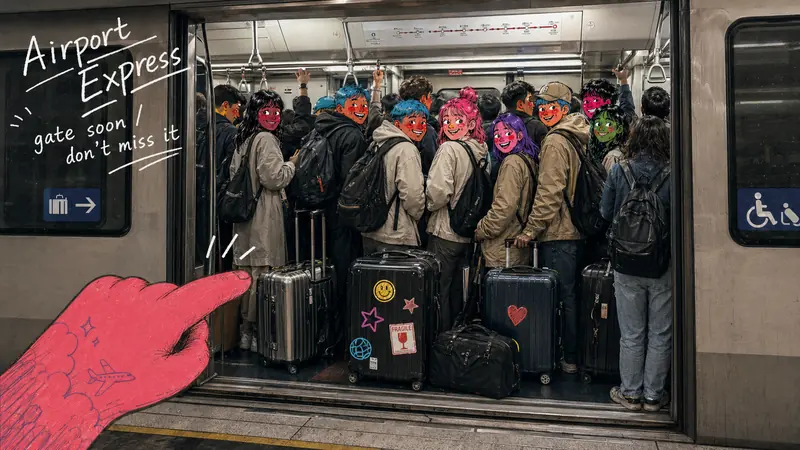 Metro Doodle Snapshot Diary — example: Airport Train Rush