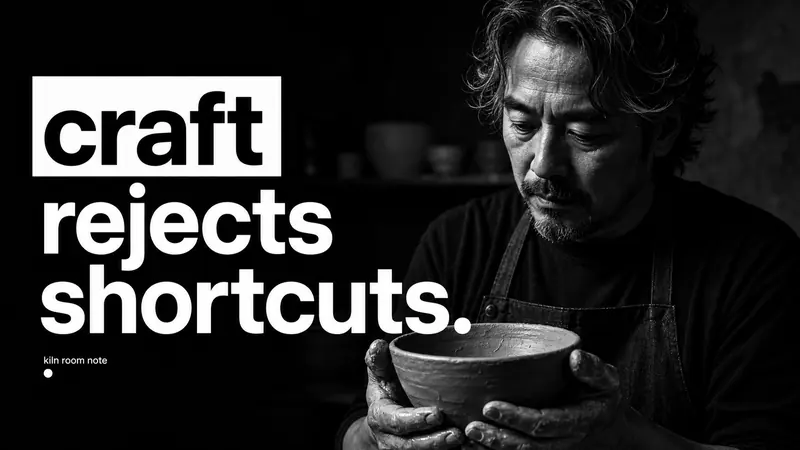 Mono Noir Type Portrait Poster Style — example: Ceramist Slow Craft