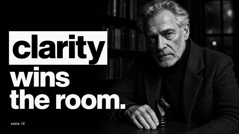 Mono Noir Type Portrait Poster Style — example: Library Chess Clarity
