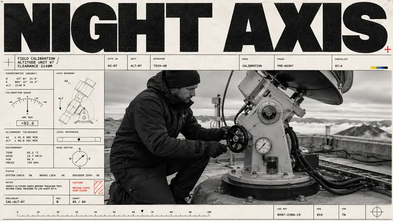 Monochrome Tech-Grid Editorial — example: Observatory Night Shift