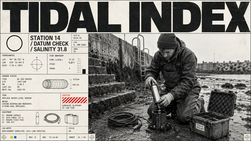 Monochrome Tech-Grid Editorial — example: Tidal Sensor Service