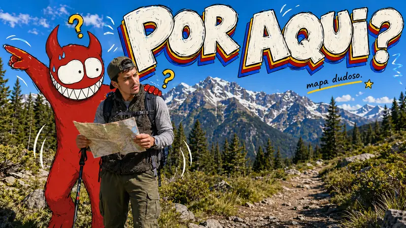 Mountain Trail Monster Doodle Poster Style — example: Alpine Map Panic