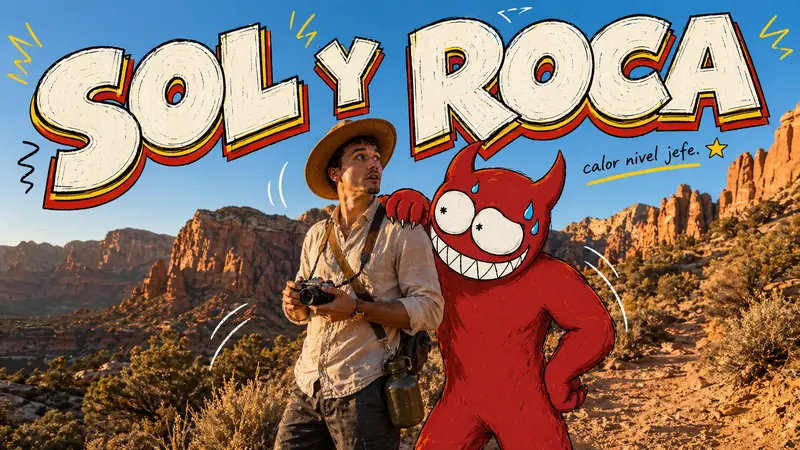 Mountain Trail Monster Doodle Poster Style — example: Desert Ridge Buddy