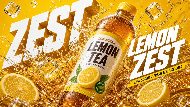 Multi-Color Beverage Splash Ad System Style — example: Lemon Tea Store Poster