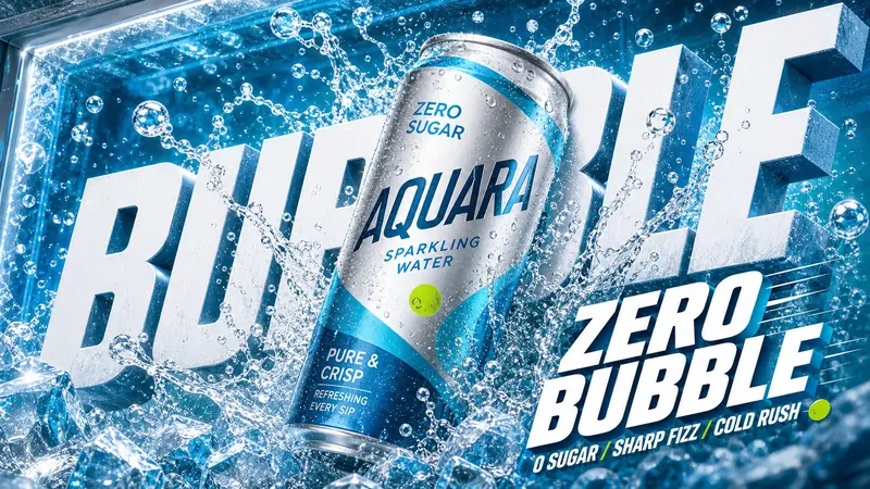 Multi-Color Beverage Splash Ad System Style — example: Zero Sparkling Cooler Sticker