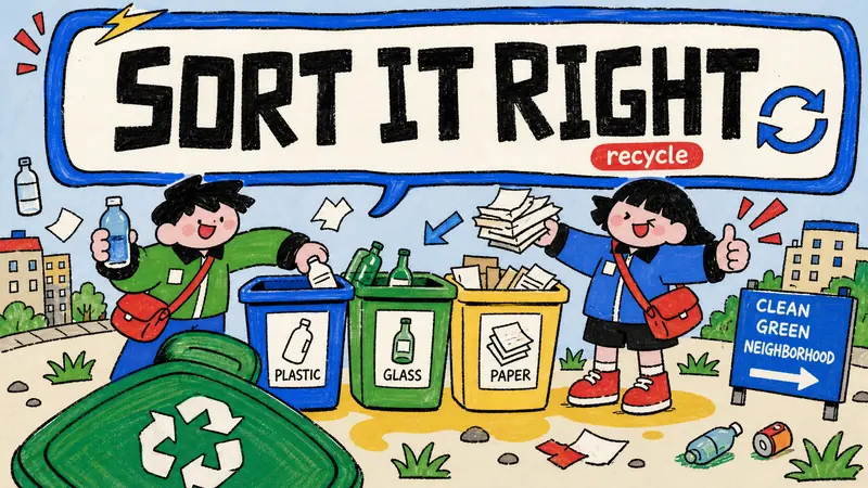 Naive Marker PSA Poster Style — example: Sort It Station