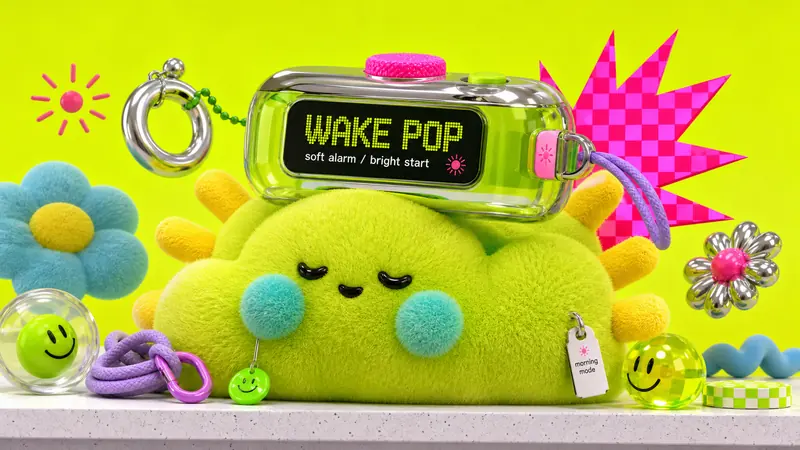 Neon Plush Gadget Pop 3D Style — example: Jelly Alarm Cloud Dock