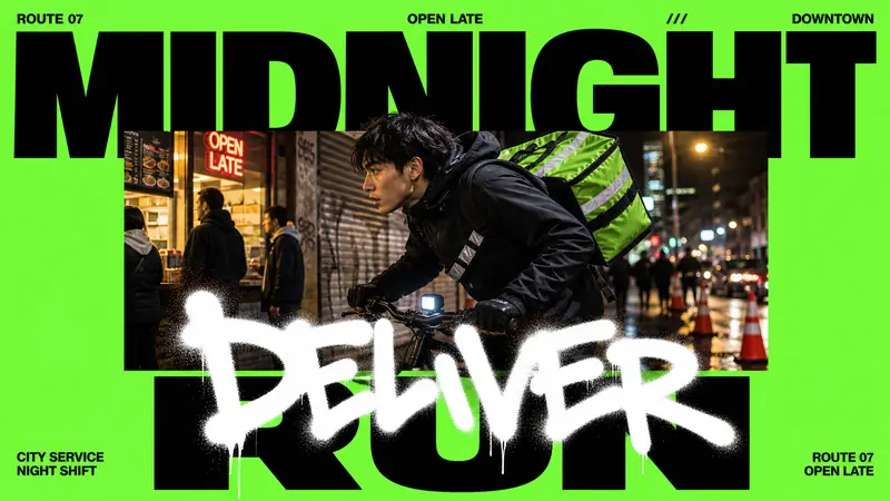 Neon Type Photo Scribble Poster — example: Night Courier Run