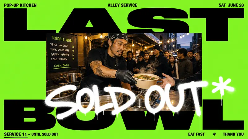 Neon Type Photo Scribble Poster — example: Pop Up Chef Tasting