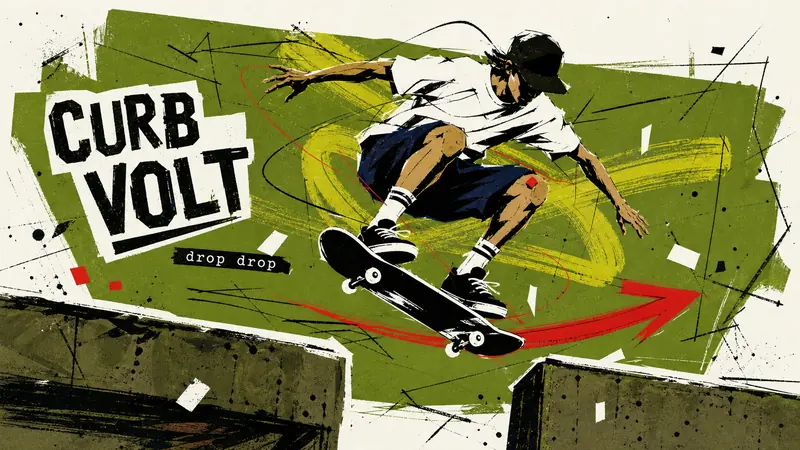 Olive Scribble Sports Poster Style — example: Electric Skate Drop