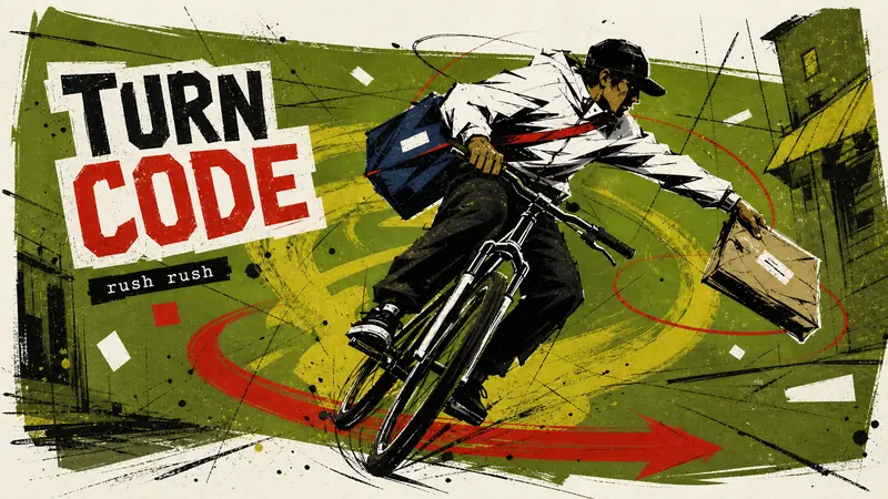 Olive Scribble Sports Poster Style — example: Market Courier Turn