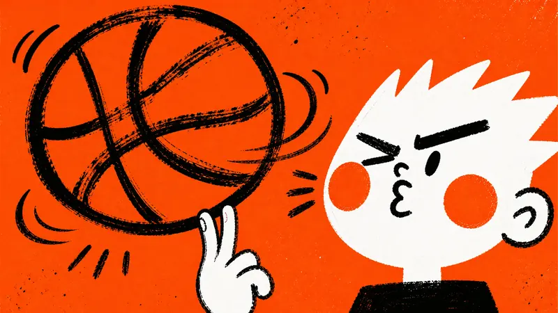 Orange Brush Mascot Action Poster Style — example: Hoop Orbit