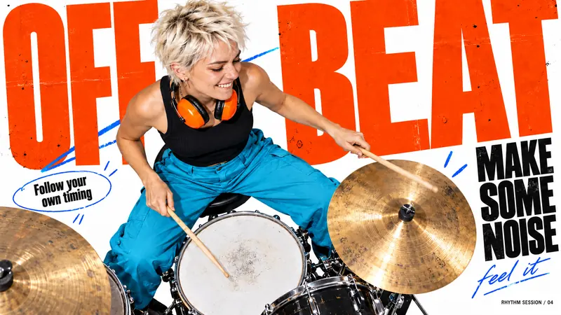 Orange Type Street Editorial — example: Offbeat Drummer