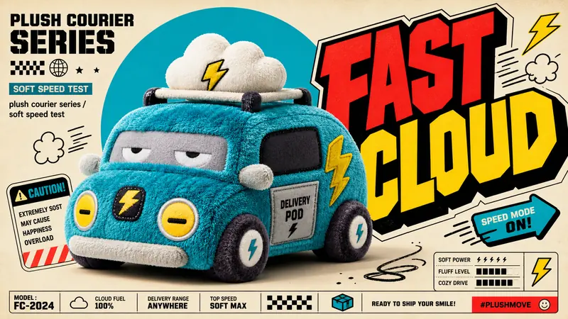 Plush Comic Toy Product Poster Style — example: Thunder Delivery Pod