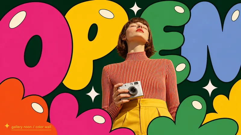 Pop Bubble Letter Photo Poster Style — example: Gallery Sun Pop