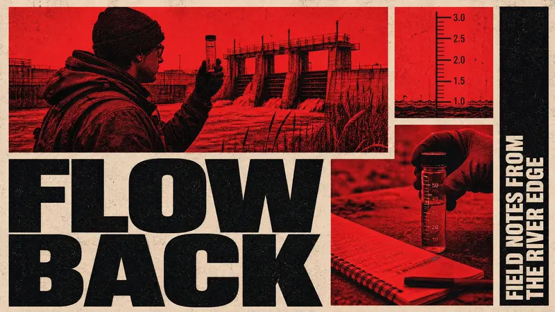 Red Monochrome Editorial Grid — example: River Restorer