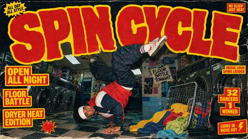 Red Yellow Grunge Skate Cover Style — example: Laundromat Dance Marathon