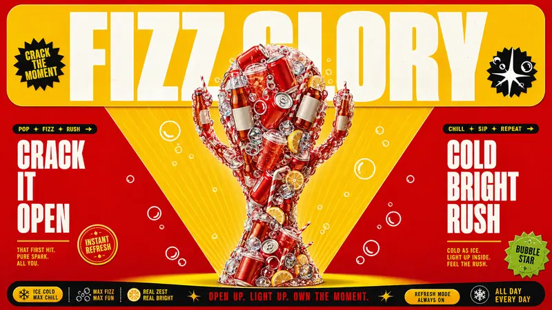 Red Yellow Product Trophy Collage Style — example: Soda Can Trophy