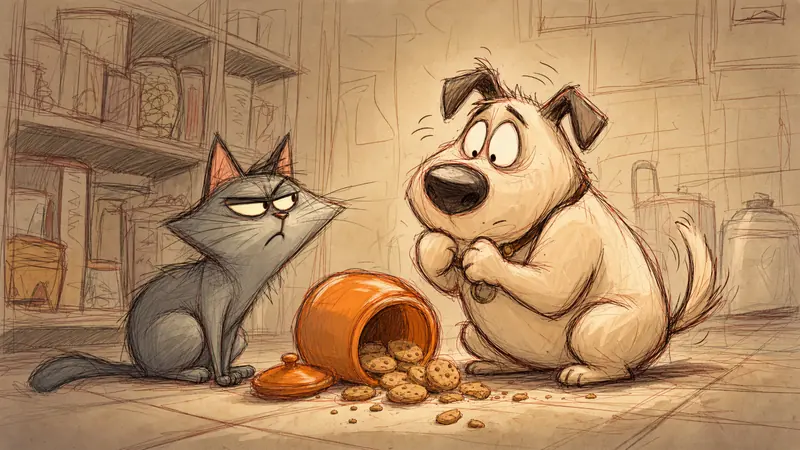 Rough Animation Pet Sketch Storyboard Style — example: Midnight Snack Interrogation