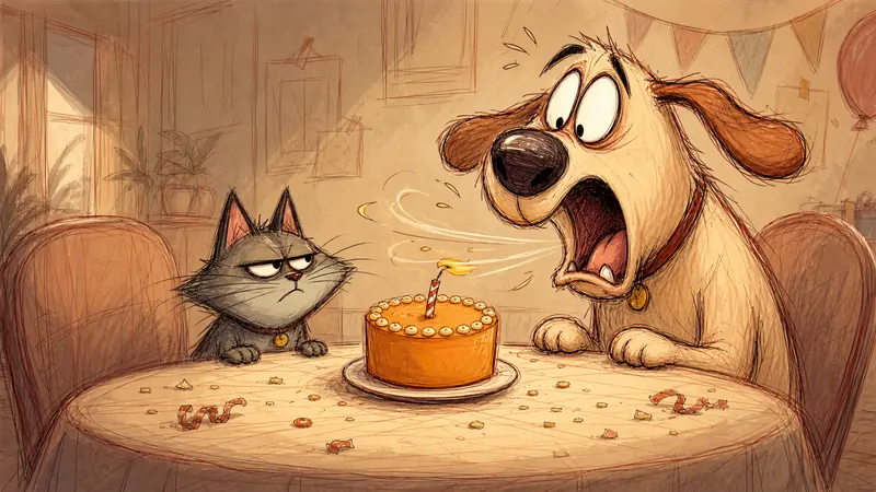 Rough Animation Pet Sketch Storyboard Style — example: Birthday Candle Chaos
